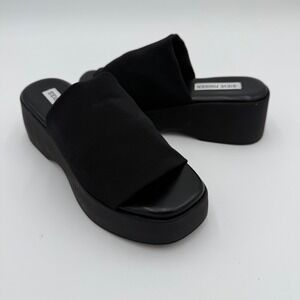 Steve Madden Y2K 90's Platform Chunky Slinky Slip On Slides Sandals Black 8